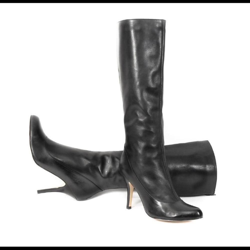 Anne Klein black leather boots size 10